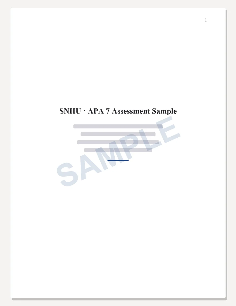 SNHU sample paper preview: APA 7 title page, written to the scoring guide